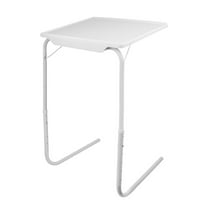 IVV Adjustable TV Tray Table for Eating & Laptop Use, C-Type Folding Bed Couch Side Table, 6 Heights & 3 Tilt Angles Settings, Space-Saving Design (White)