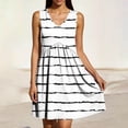 thumbnail image 4 of MYAOYI Dresses for Women Striped Sleeveless V Neck Summer Dress Casual Babydoll Tank Sundress, 4 of 7