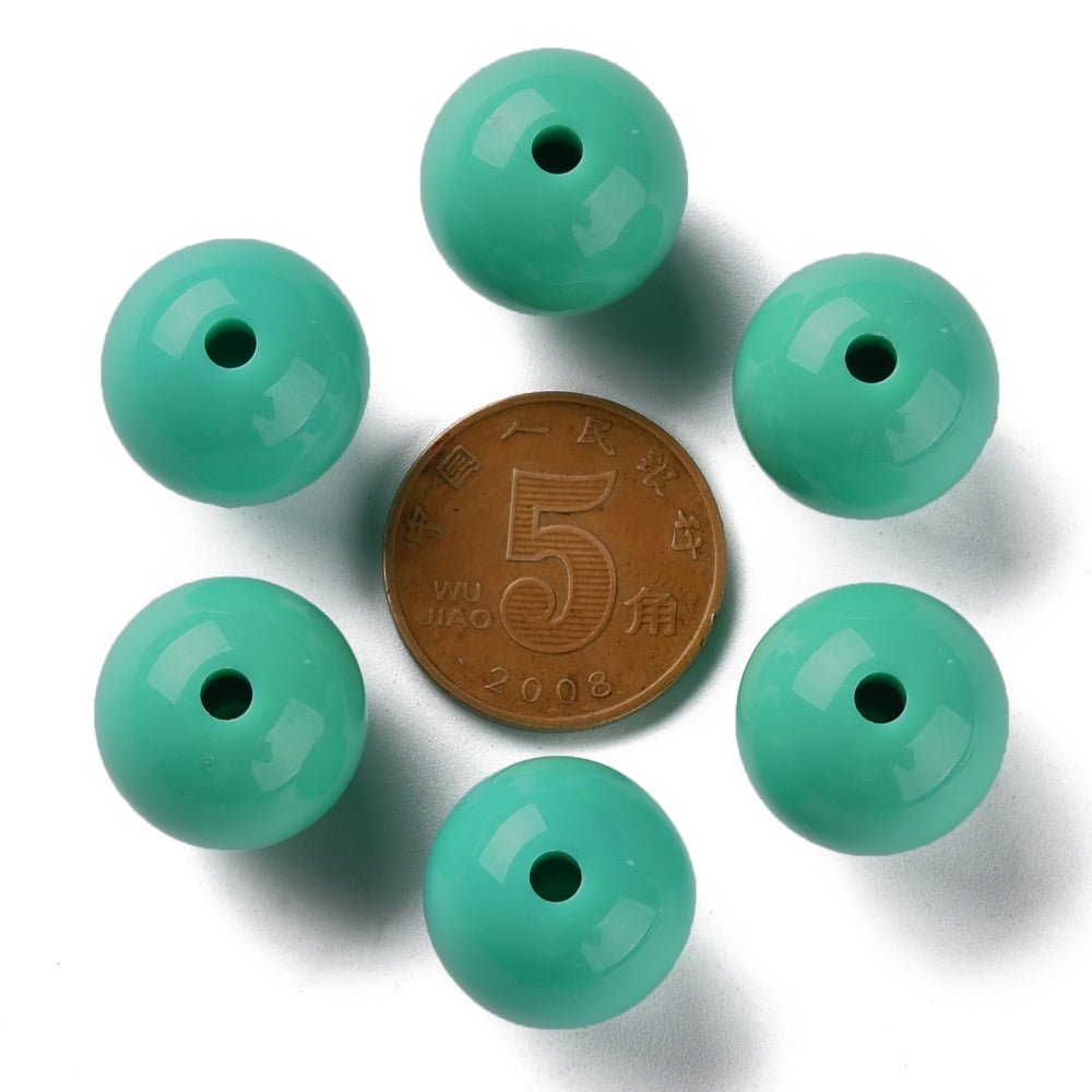 Opaque Acrylic Beads Round Light Sea Green 16x15mm Hole: 2.8mm about 220pcs/500g