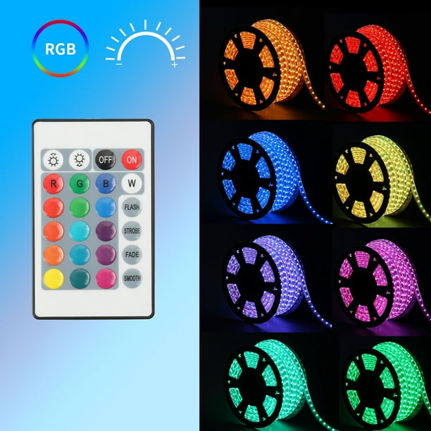 Ainfox 100 Ft Led Strip Lights Smd5050 Leds Waterproof 16 Colors Changing Rgb Rope Light With Remote For Outdoor Indoor Walmart Com Walmart Com