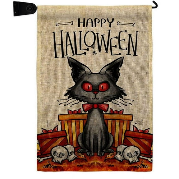 Angeleno Heritage GS130409-DB-04 Kitty O Ween Falltime Halloween 13 x 18.5. in. Double-Sided Decorative Vertical House Garden Flag Set for Decoration Banner Yard Gift