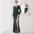 thumbnail image 5 of Elegante vestido de noche de cola de pez Aura Queen con lentejuelas y manga larga para banquete, 5 of 5