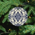 thumbnail image 5 of Blue And White Chinoiserie Christmas Ceramic Ornament Chinoiserie Blue White Floral 3" Circle Ceramic Ornament Xmas Tree Decorations Flat Circle Ceramic Ornament Merry Xmas for Family & Friends, 5 of 5