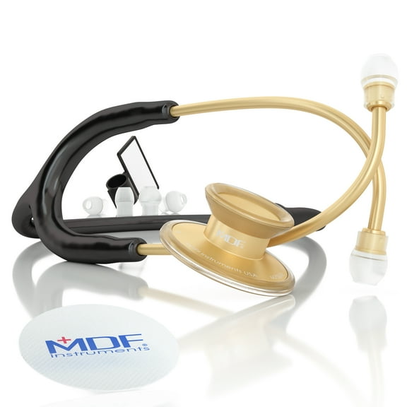 MDF Acoustica® Lightweight Dual Head Stethoscope (MDF747XP) - Black and Gold