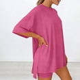 thumbnail image 3 of LIaqionyy Women 2 Piece Pajama Sets Short Sleeve Lounge Set Soft Crew Neck Top and Shorts Summer Sleepwear, 3 of 7