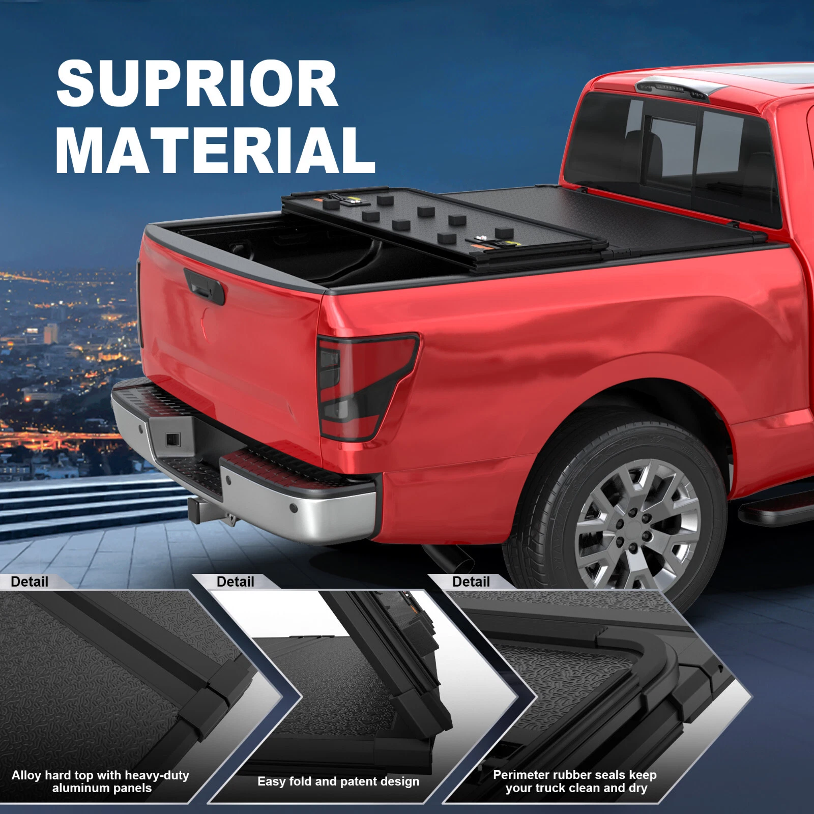 MOSTPLUS 3-Fold 5FT Hard Solid Truck Bed Cover for 2006-2026 Nissan Frontier Tonneau Cover