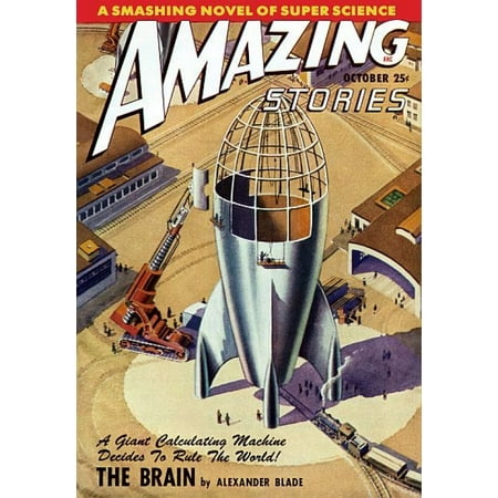 Vintage Sci Fi ANC Amazing Stories October Canvas Art -  (18 x