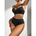 thumbnail image 4 of Conjunto de bikini de cintura alta trenzado para mujer, traje de baño elegante de 2 piezas con cuello en V, 4 of 5