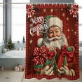thumbnail image 2 of Merry Christmas Bathroom Shower Curtain Santa Claus Gift Stars Red Plaid Waterproof Washable Shower Curtains for Bathtub Bath Decor with Grommets and Hook 36 X 72 Inch, 2 of 8