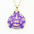 thumbnail image 2 of QQTDFG Clear Crystal Enamel Ladybird Beetles Insects Pendant Sweater Chain Necklace -Purple, 2 of 5