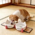 thumbnail image 7 of chaungfeng Elevated Ceramic Dog Bowl Set - Raised Feeding Bowls with Non-Slip Stand - Small Pet Dishes for Food and Water - for Cats and Puppies - 2 Cups - White, 7 of 7