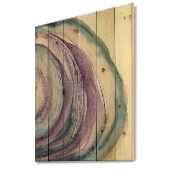 Designart 'Watercolor Geode I' Farmhouse Print on Natural Pine Wood
