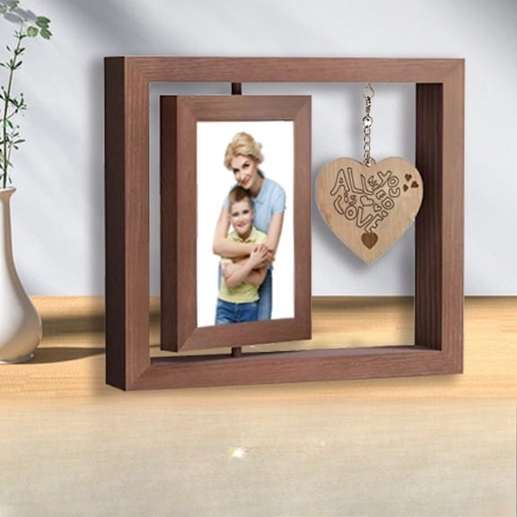Rotating Picture Frame,6 Inch Double Sided Spinning Photo Display,Wooden Tabletop Desktop Frame for Home Office Decor and Gift Horizontal and Vertical versions