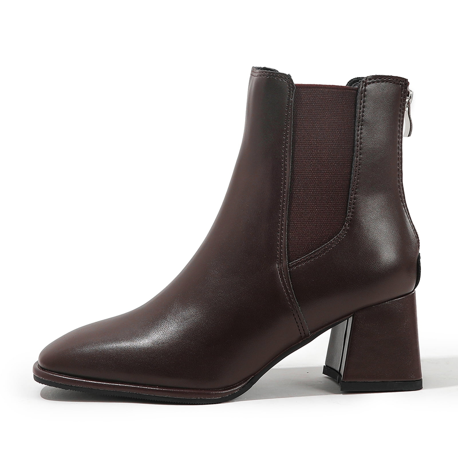 kkdom Chelsea Boots For Women Rain Boots Waterproof Lightweight Ankle Boots Winter Shoes Brown Size 10