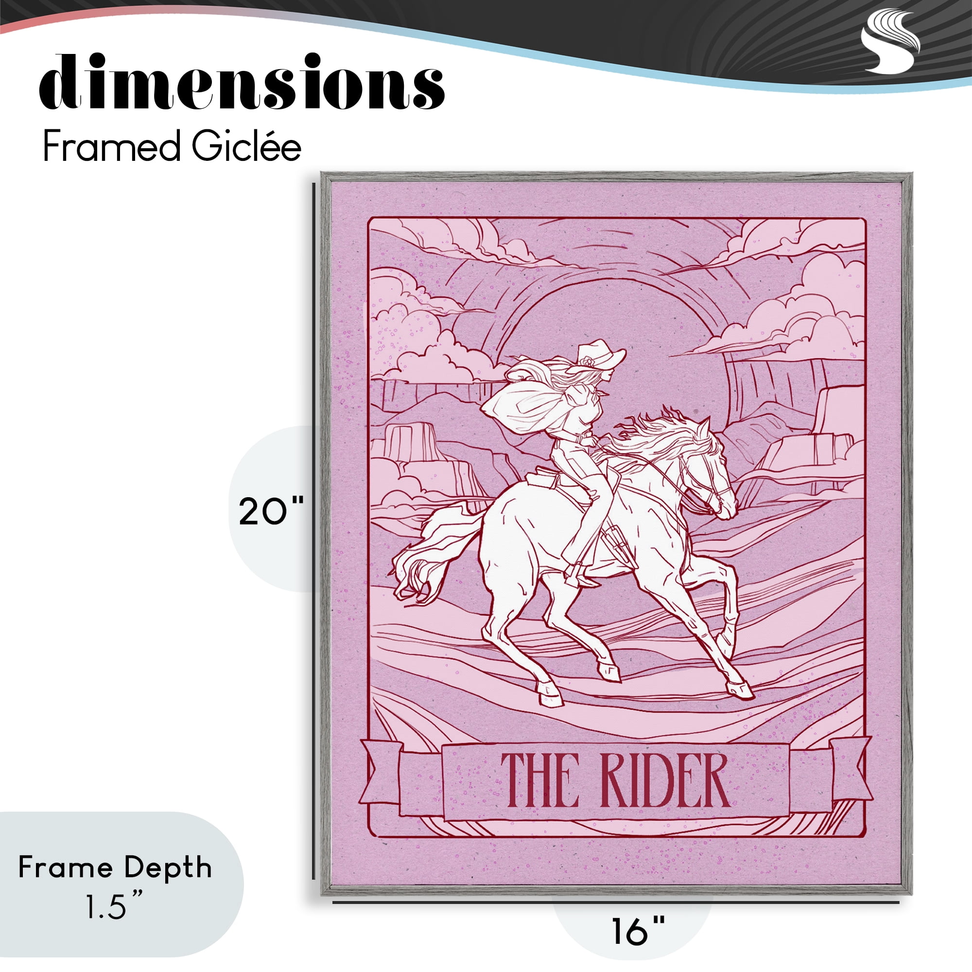 Stupell Industries Cowgirl Rider Tarot Card Gray Framed Giclee Art, design by Ziwei Li