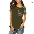 thumbnail image 1 of tredstone T-Shirt Femme à Manches Courtes Col Rond Top Poche à Rayures T-Shirt, Vert, L, 1 of 5