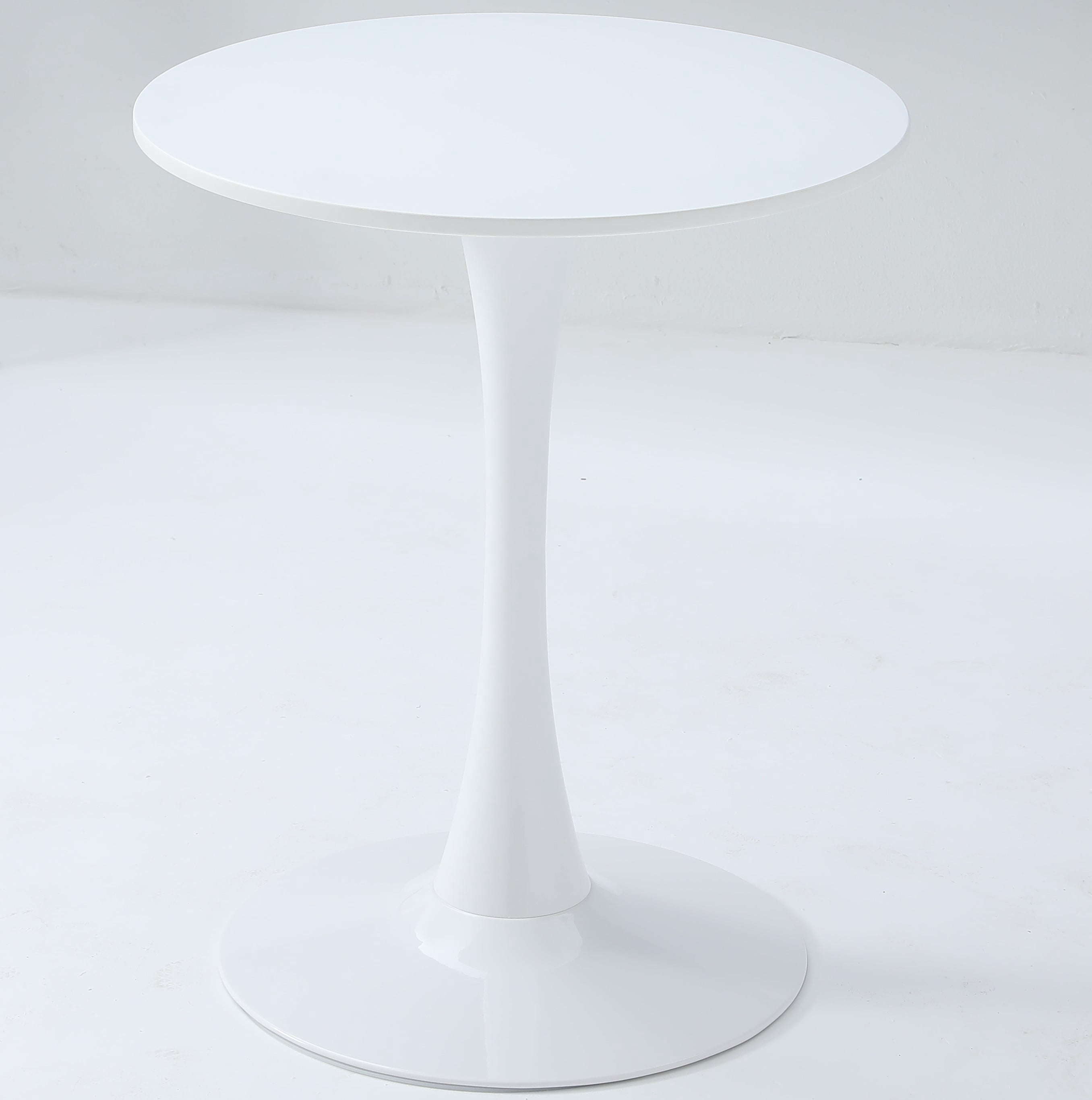 Round Dining Table 24 Inch with Tulip Pedestal Base, Modern Bistro Table and Kitchen Table for Small Spaces, White