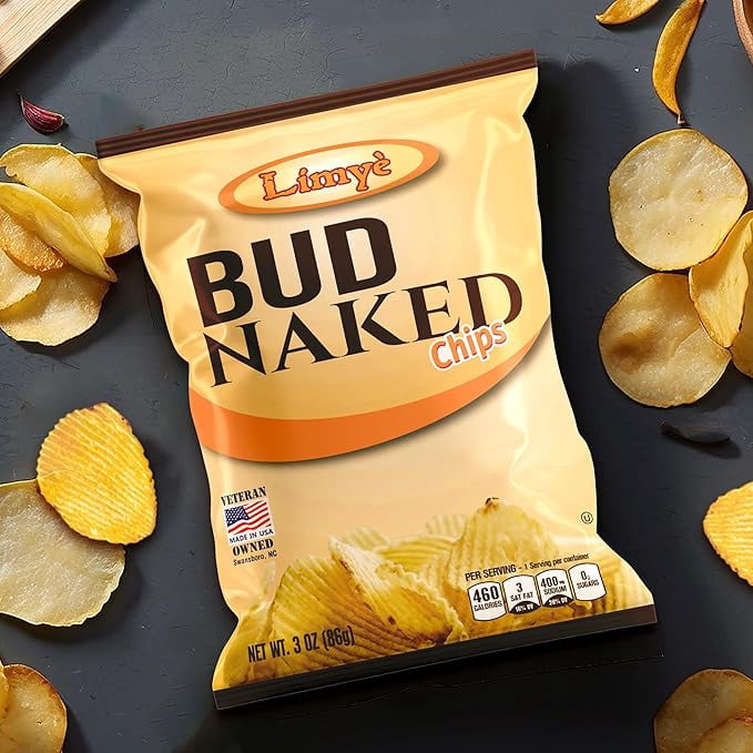 Limyè  Bud Naked Potato chips, Healthy Kosher Certified Snacks Variety packs - Salted Chips, No Artificial Flavors, Vegan Gluten Free Chips, 3 Oz bag (Pack of 8)