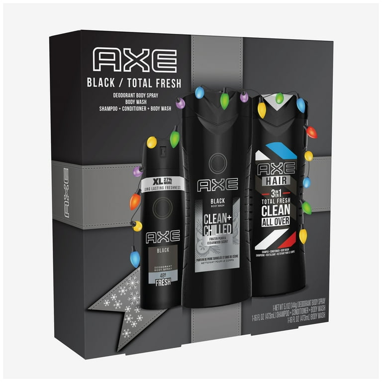12 Value) AXE Black/Total Fresh Holiday Gift Set (Deo Body Spray