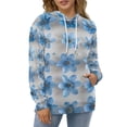 thumbnail image 3 of Blue Flowers Regular Fit Hoodie, Sporty Pullover Hooded Sweatshirt for Men Women S, 3 of 6