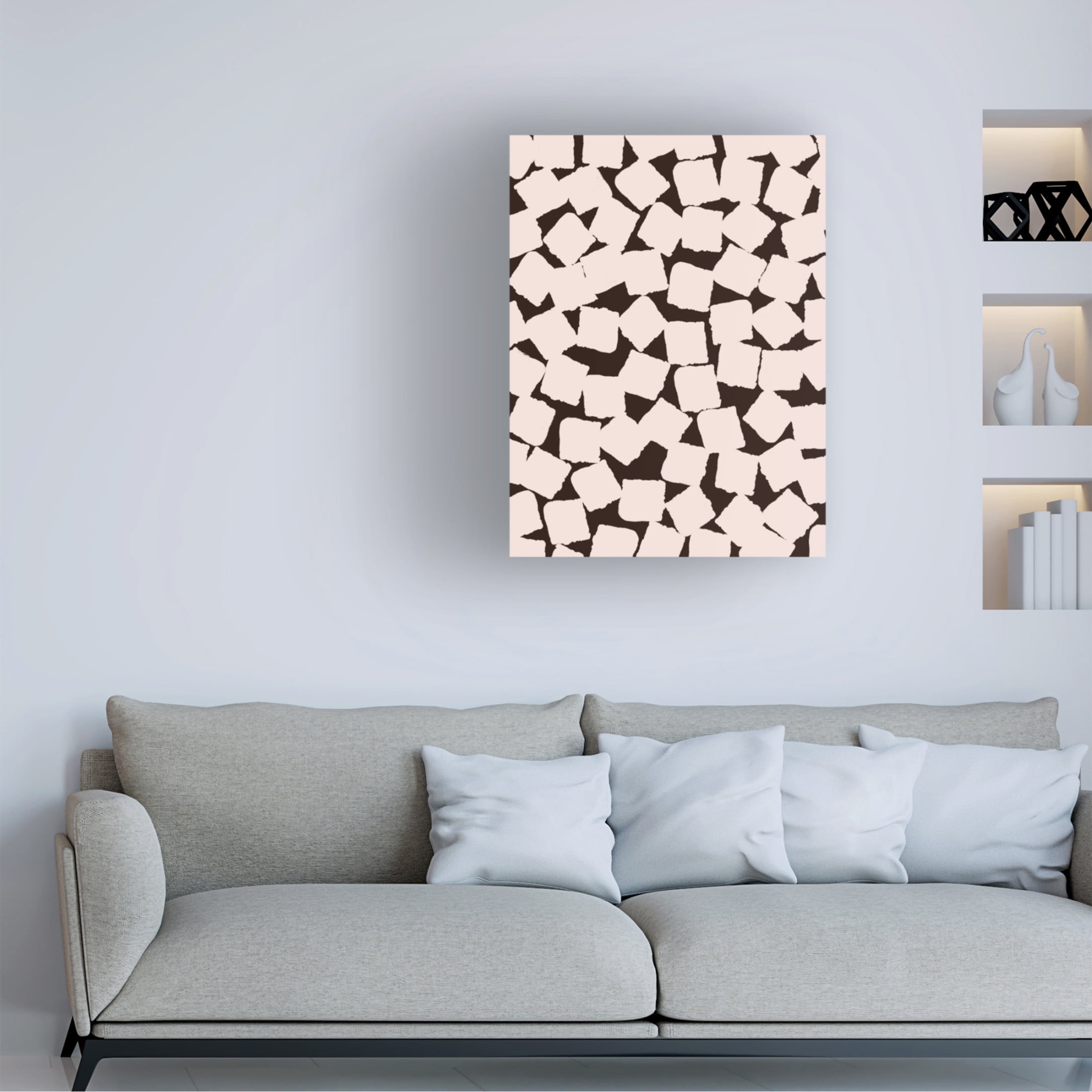 Canvas Wall Art - Treechild 'Beige Cubes Pattern' Wall Art for Living Room, Bedroom, or Office D?cor by Trademark Fine Art - 18 x 24 Inches