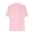 thumbnail image 6 of Women's New Solid Loose Half Sleeve V-Neck Cotton Waist Short Sleeve V-Neck Tops, 6 of 6