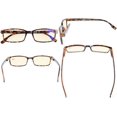 thumbnail image 2 of Eyekepper Classical Rectangular Frame Spring-Hinges Computer Reading Glasses Readers Eyeglasses (Tortoiseshell, Yellow Tinted Lenses) +2.25, 2 of 8