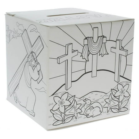 Offering Box - Color it yourself Easter Lent Offering Donation Box (Pkg of 50)