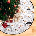 thumbnail image 4 of Coolnut Christmas Snowman Heads Cute Christmas Tree Mats Waterproof Tree Skirt, Xmas Tree Stand Tray Mat Floor Protector Pad for Holiday Party Decoration, 28.3", 4 of 5