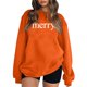 thumbnail image 1 of Gibobby Sudaderas Navideñas para Mujeres Sudaderas con cuello redondo y manga larga para mujer, suéter con estampado navideño, sudaderas holgadas sin capucha(Naranja,XG), 1 of 4