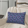 thumbnail image 5 of Gukieu Blue Skull Flower Print Plush Pillow Cover, Hidden Zipper Pillow Protector without Pillow Core, Suitable for Bedroom, Office, Car Decoration-14"x20", 5 of 6