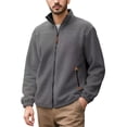 thumbnail image 2 of WTOBBY Men's Full Zip Fleece Jacket, Lightweight Outdoor Hiking Casual Soft Warm Coat with Pockets for Everyday Comfort and Style,Gray XL, 2 of 7