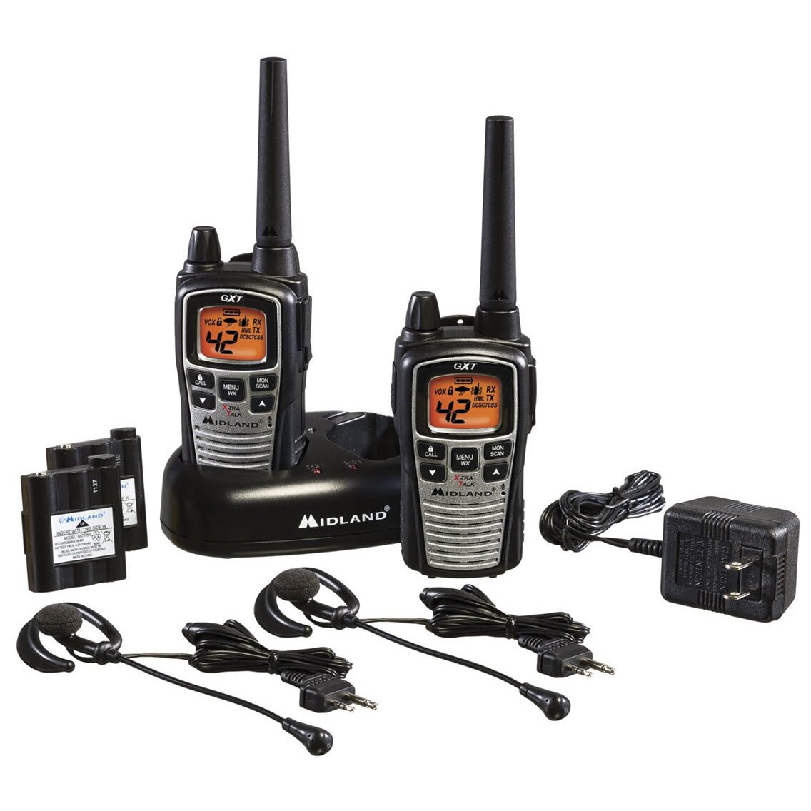 MIDLAND GXT860VP4 36-Mile GMRS Radio Pair Pack with Drop-in Charger Rechargeable Batteries & Headsets - image 3 of 3