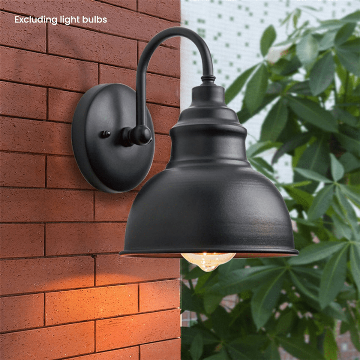 2X Vintage Wall Sconce Gooseneck Barn Flat Light Industrial Vintage Farmhouse Wall Sconce Outdoor Waterproof (Black)