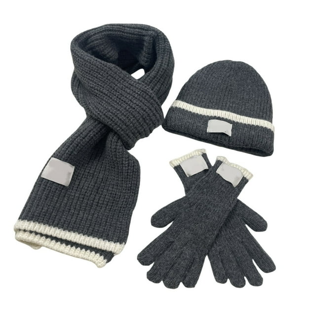 FYEGRE Winter Knit Scarf Hat and Gloves Set for Cold Weather Cozy Style Grey One Size