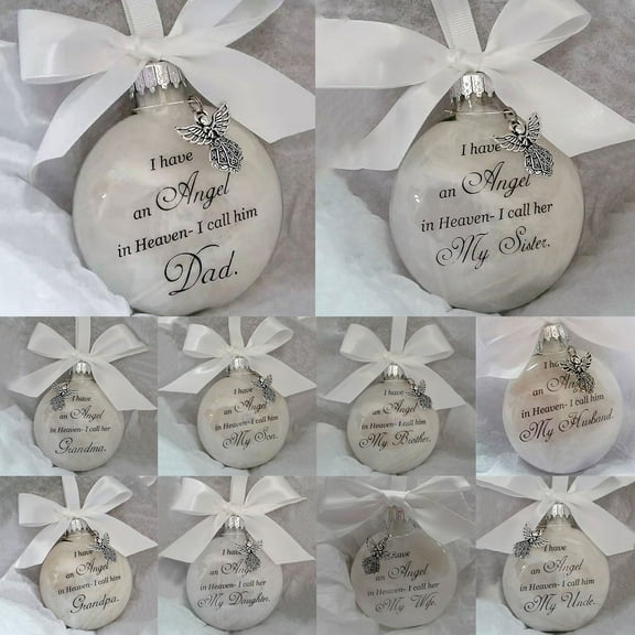 SPRING PARK Commemorate Ornaments Feather Ball - Angel In Heaven Memorial Ornament