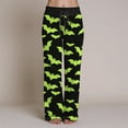 thumbnail image 4 of TTUHYWXI Halloween Pajama Pants Women Stretch Wide Leg Pj Pants High Waisted Cute Pumpkin Skull Ghost Print Pjs Palazzo Pants (Light Green, M), 4 of 6