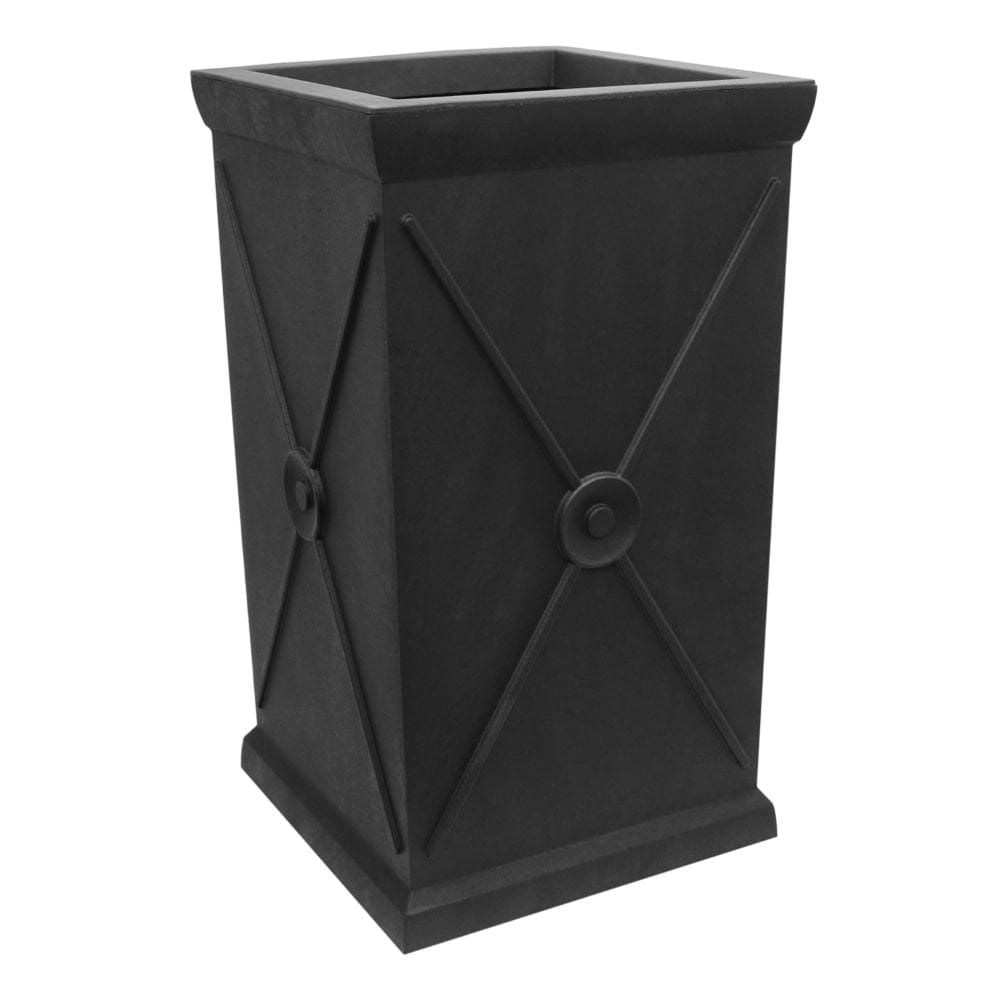 Tierra Verde 15in W x 26in H Allegro Monarch Recycled Self-Watering Indoor/Outdoor Column Planter-Black