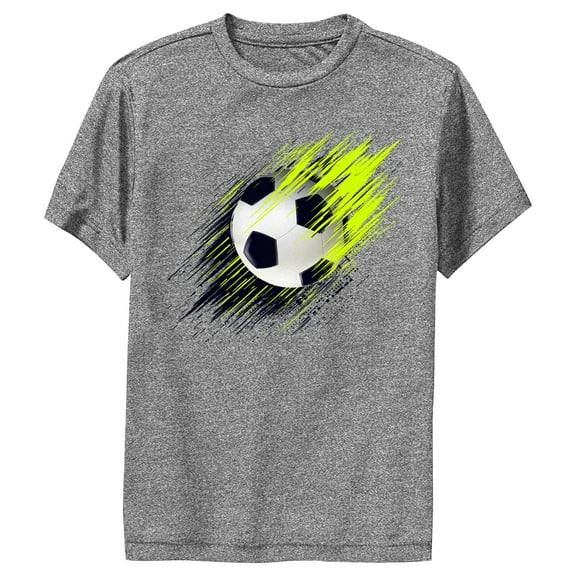 Boy's Lost Gods Soccer Ball Soaring  Performance Graphic Tee Charcoal Heather Large