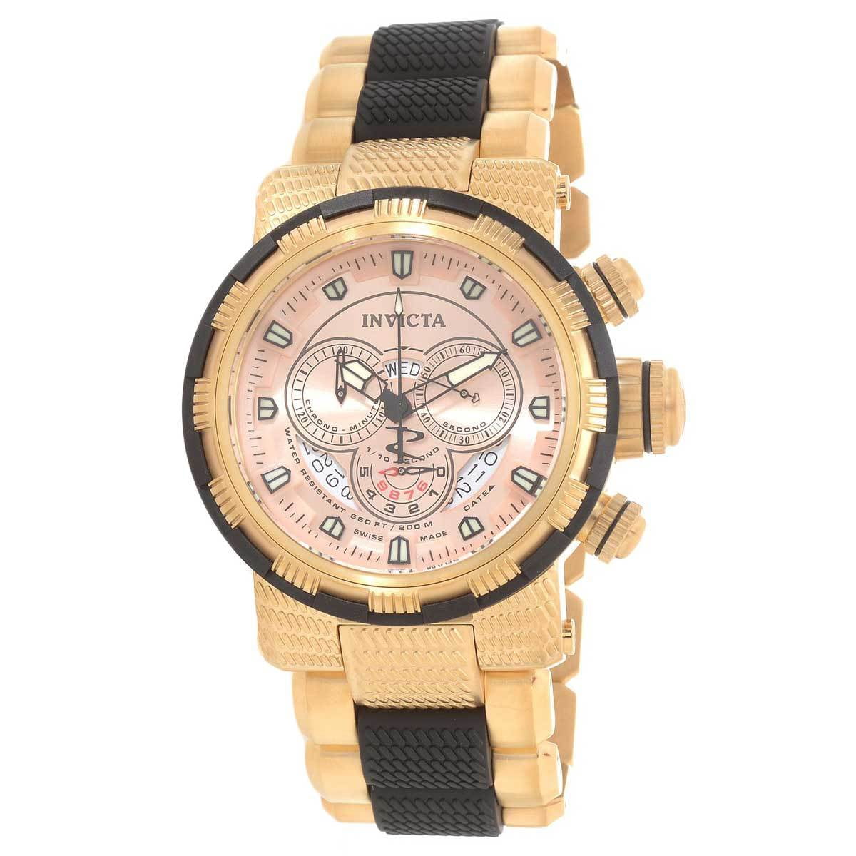 Invicta Men's 80304 Reserve Two Tone Steel Bracelet Rose Gold Dial Chronograph Dive Watch