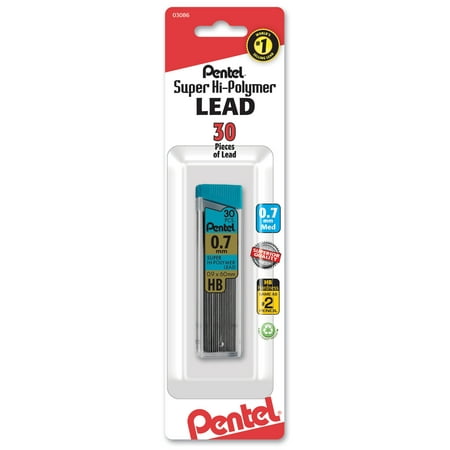 UPC: 0072512030868 | Super Hi-Polymer Lead Refill (0.7mm) Medium  HB  30 pcs/Tube 1-Pk