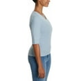thumbnail image 2 of Ella Moss Women's V-Neck Elbow Sleeves Sweater Light Blue M, 2 of 2