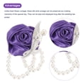 thumbnail image 3 of Uxcell 2Pcs Corsage de muñeca de flor artificial con pulseras de perlas falsas para boda, fiesta de graduación, aniversario, púrpura oscuro, 3 of 6
