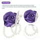 thumbnail image 3 of Uxcell 2Pcs Corsage de muñeca de flor artificial con pulseras de perlas falsas para boda, fiesta de graduación, aniversario, púrpura oscuro, 3 of 6