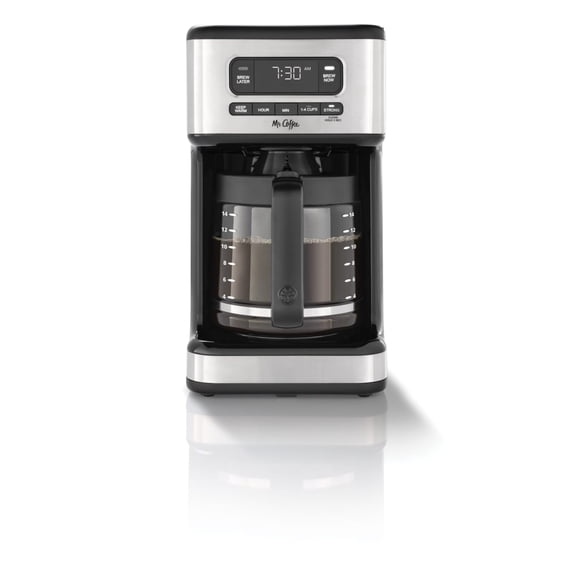 Mr. Coffee 14 Cup Programmable Coffee Maker, Light Stainless Steel
