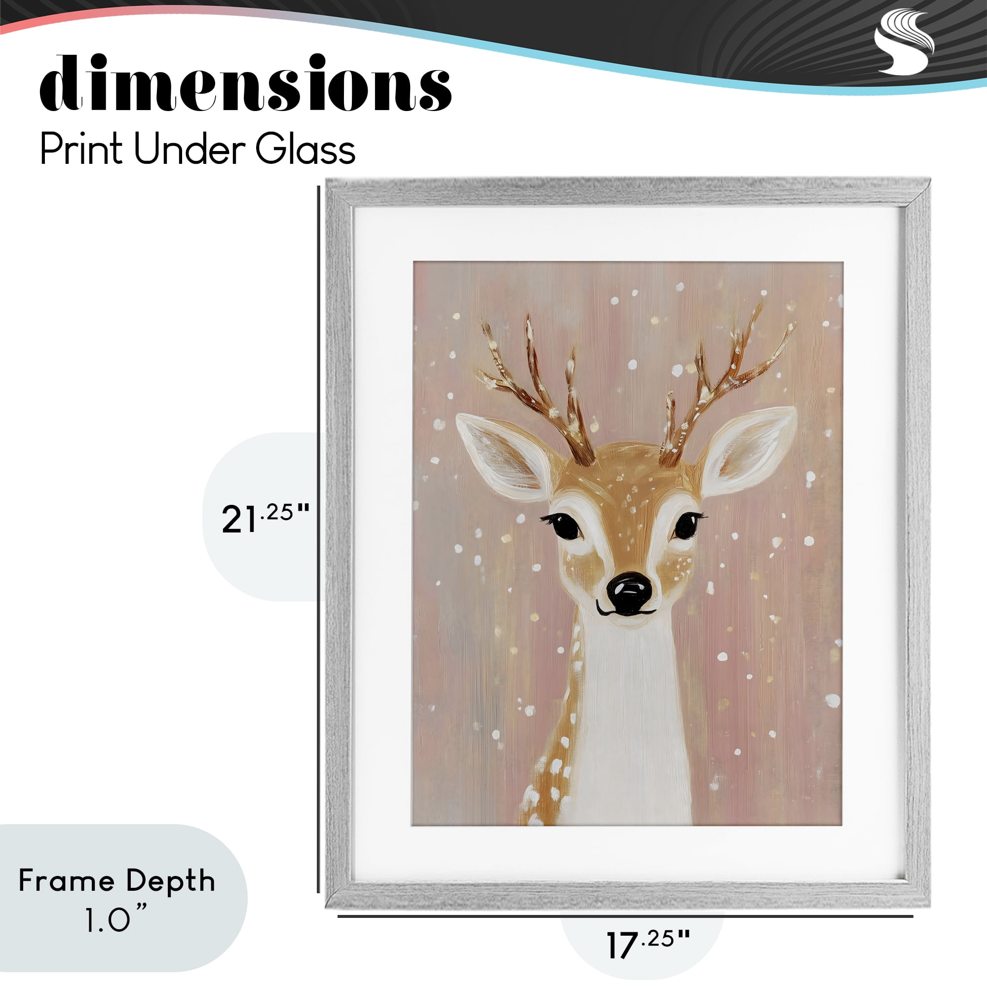 Stupell Industries Blush Pink Deer with Snowflakes Gray Framed Print Under Glass, design by The Prints Vibe