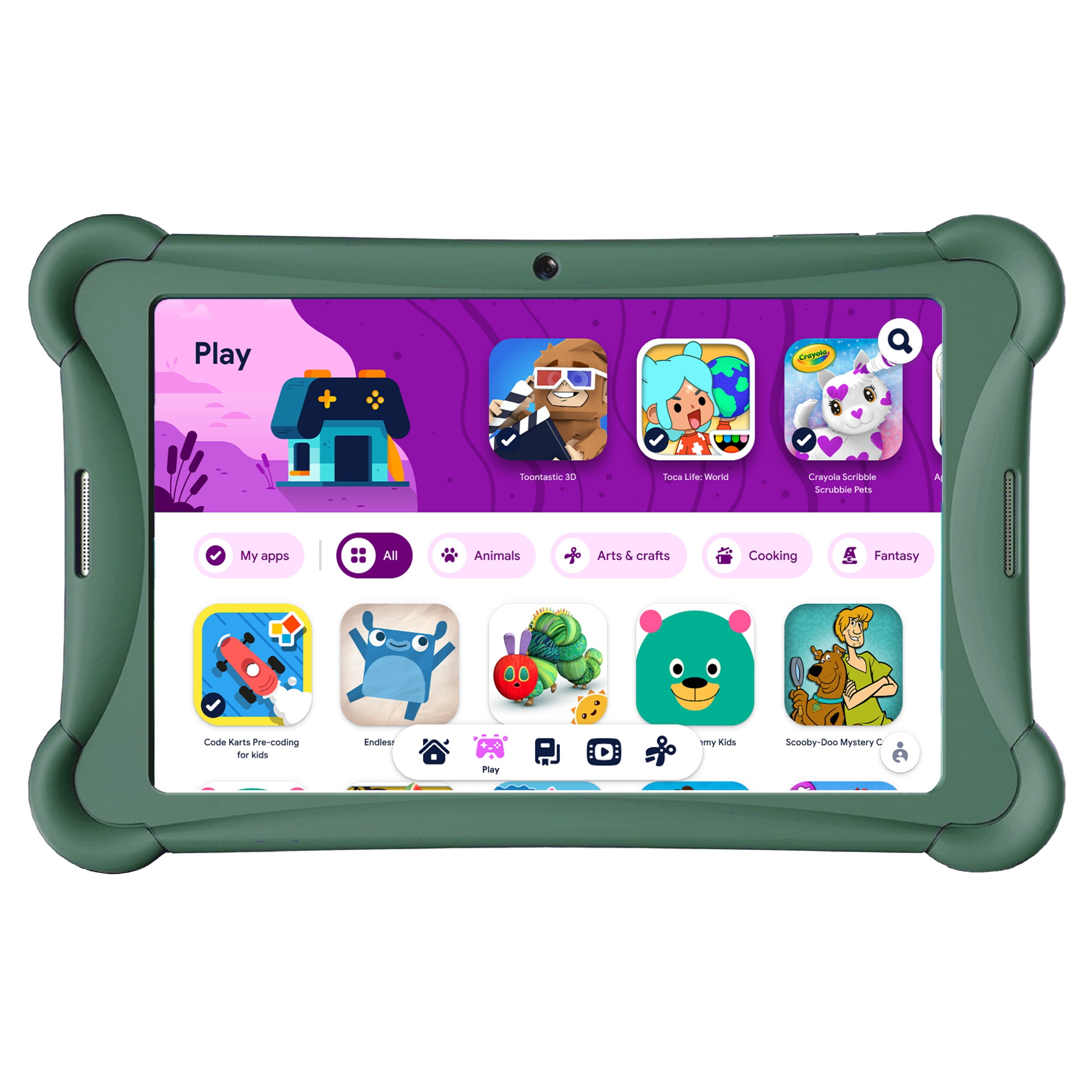 ME K10 Google Kids Space 10" 128GB Kids Tablet + Silicone Bumper, Everyday Low Price, Green