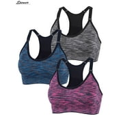 Spencer 3Pack Women's Seamless Sports Bra Mesh Removable Pad Yoga Lingerie Bras Racerback High Impact Workout Crop Tops "M,3 color"