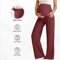 thumbnail image 2 of Stamzod Maternity Pants for Work Casual Elastic Waist Maternity Sweatpants Straight Maternity Yoga Pants with Pockets Wine S, 2 of 3