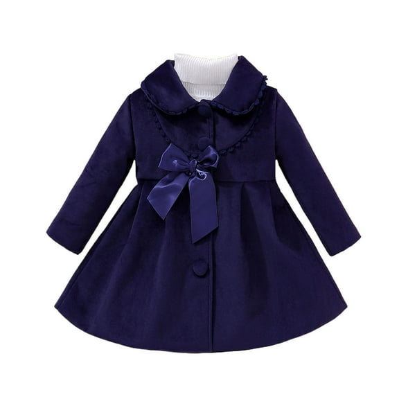 GigrtiJin Toddler Baby Girl Winter Dresses Jacket Long Sleeved Button Solid Color Lapel Woolen Trench Overcoat